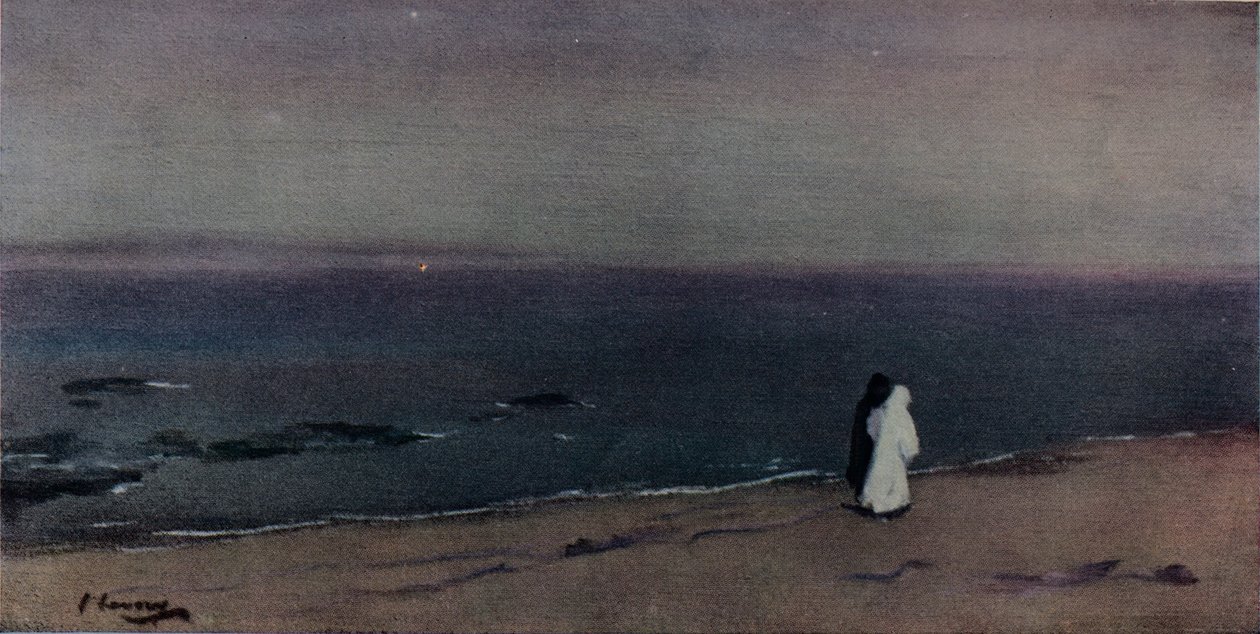De kust, maanlicht, ca. 1908 door Sir John Lavery