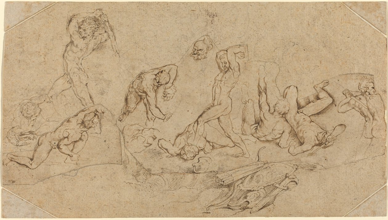 Slag van naakte mannen door Sir Peter Paul Rubens