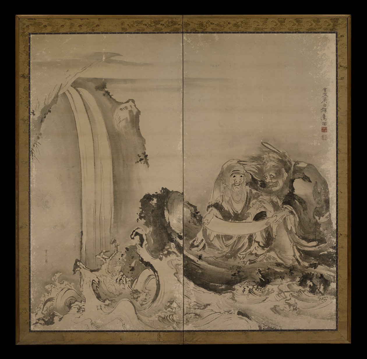 Twee figuren, 1770s door Soga Shohaku
