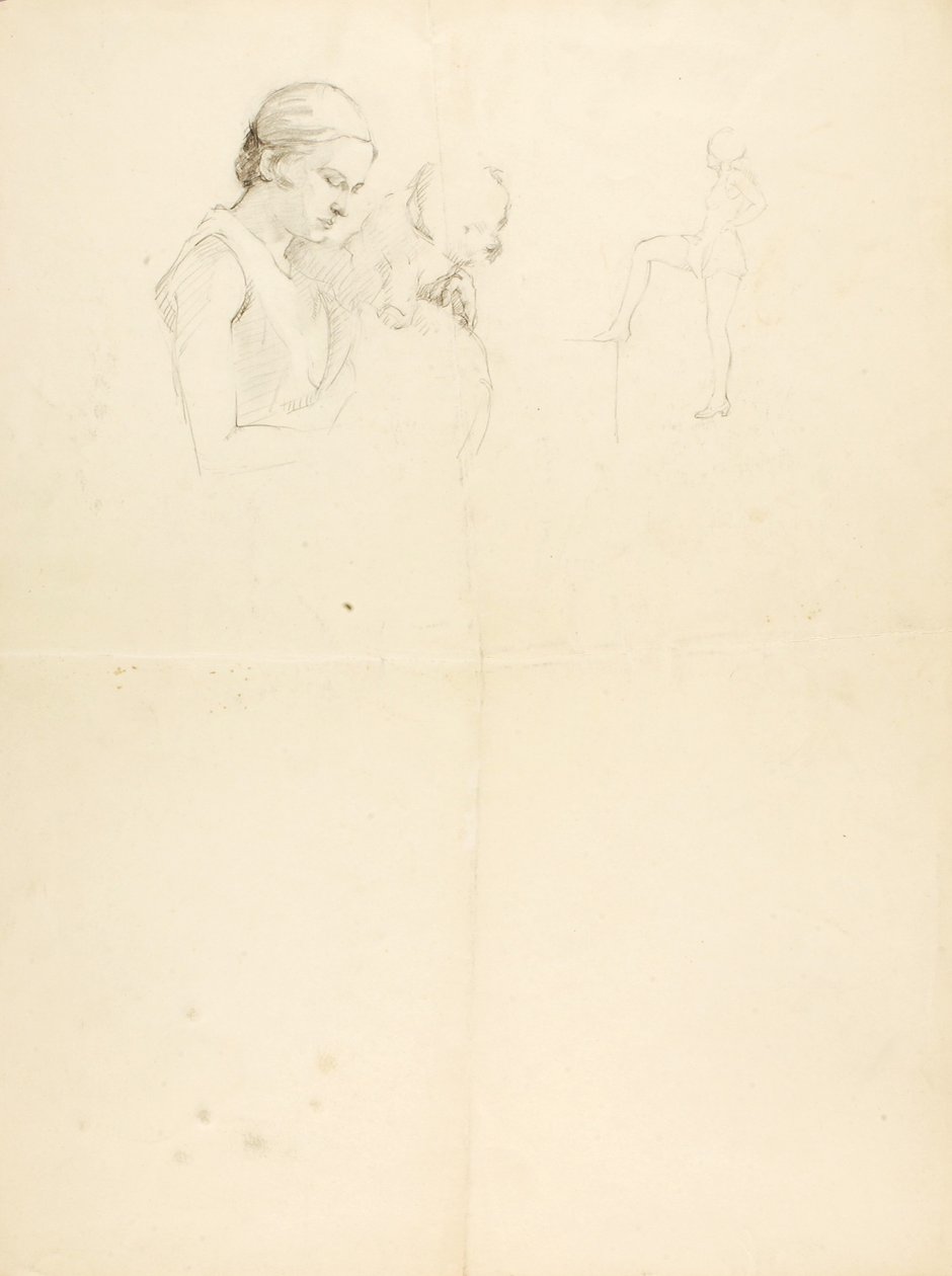 Vrouw en hond door Solon H. Borglum