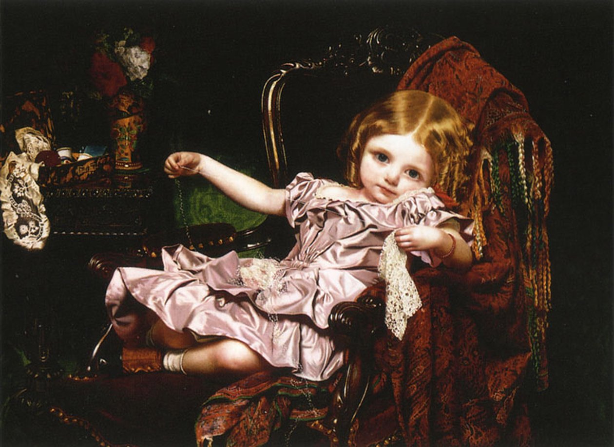 Jong meisje in een fauteuil, ca. 1850 door Sophie Gengembre Anderson