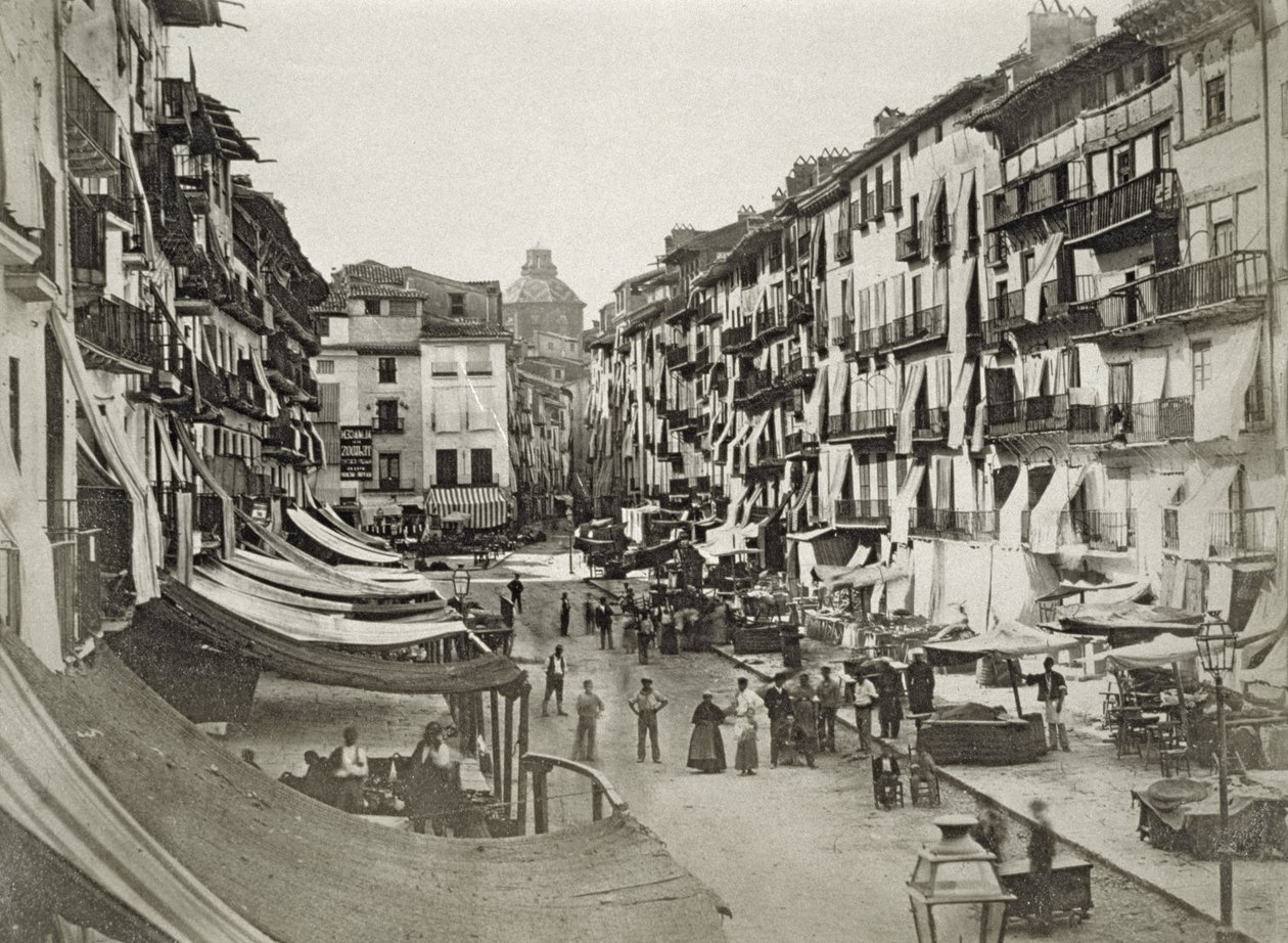 Straatscène in Barcelona, ca. 1880s door Spanish Photographer