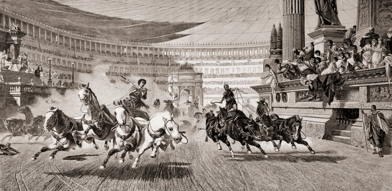 Wagenrace bij Romeinse spelen, uit 