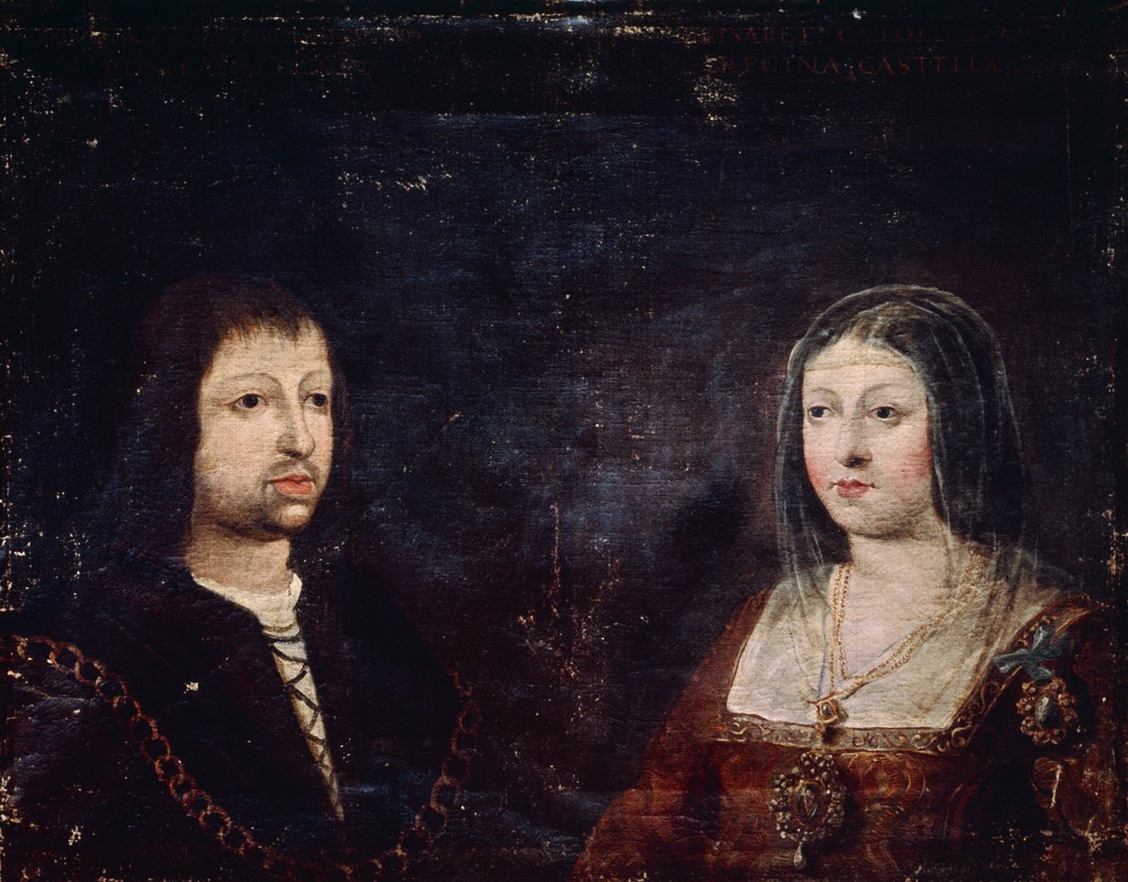 Ferdinand II van Aragon en Isabella I van Castilië door Spanish School