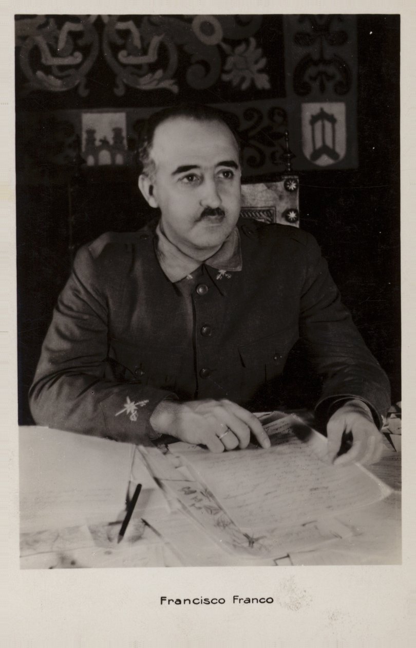 Francisco Franco (z/w foto) door Spanish Photographer