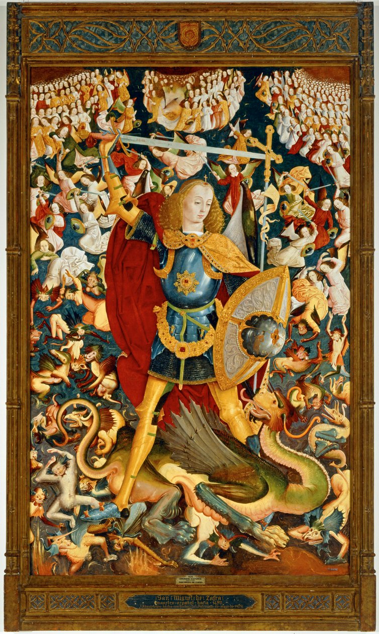 Aartsengel Sint Michael ... (schilderij op doek) door Spanish School