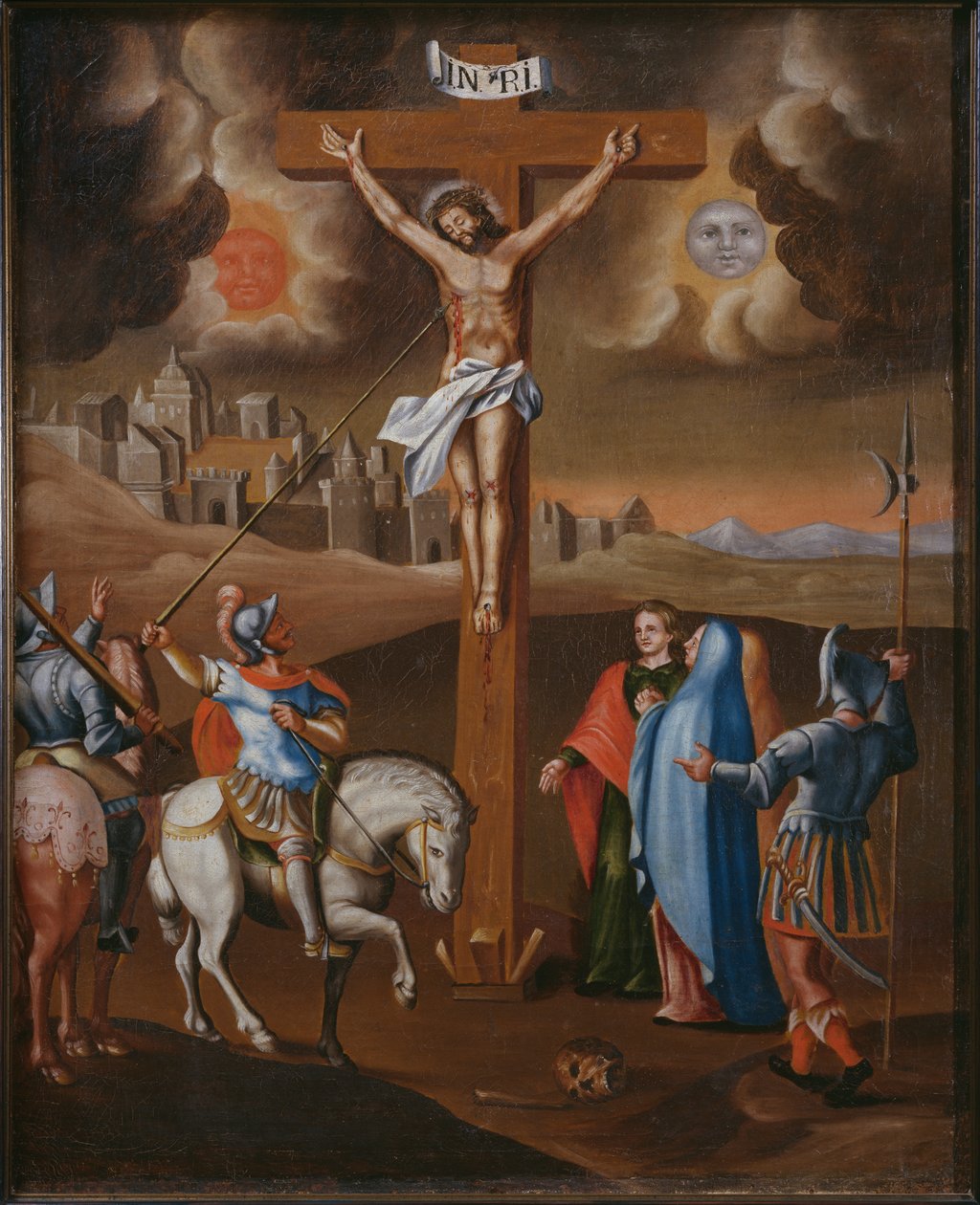 Kruisiging, de lans van de centurion door Spanish School