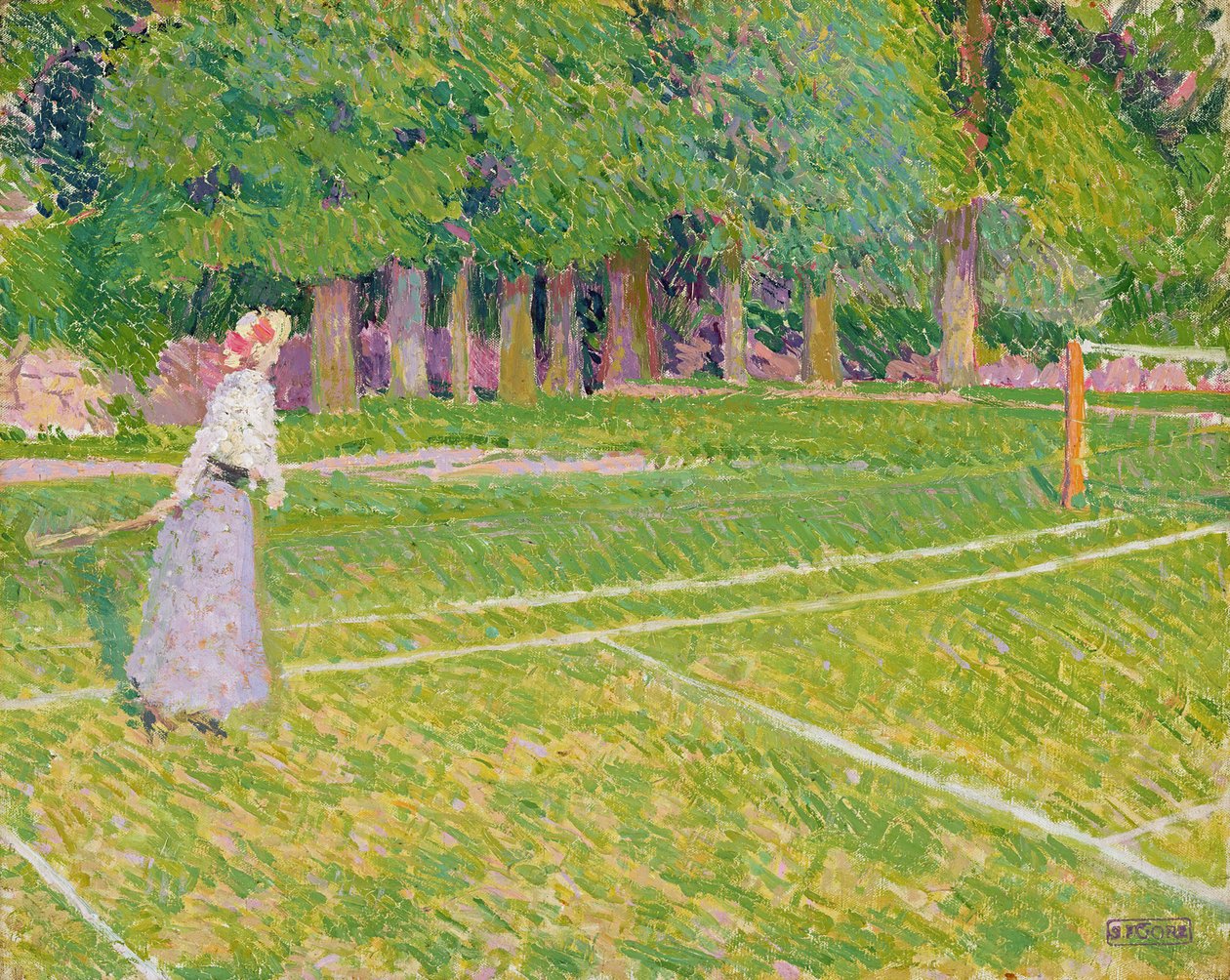Tennis in Hertingfordbury, 1910 door Spencer Frederick Gore