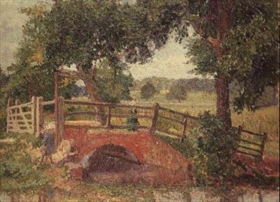 De brug in Panshanger Park door Spencer Frederick Gore