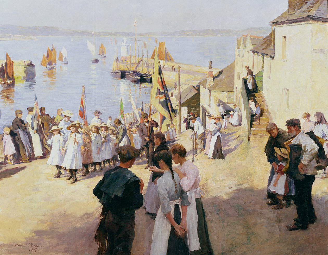 Feestdag in Newlyn door Stanhope Alexander Forbes