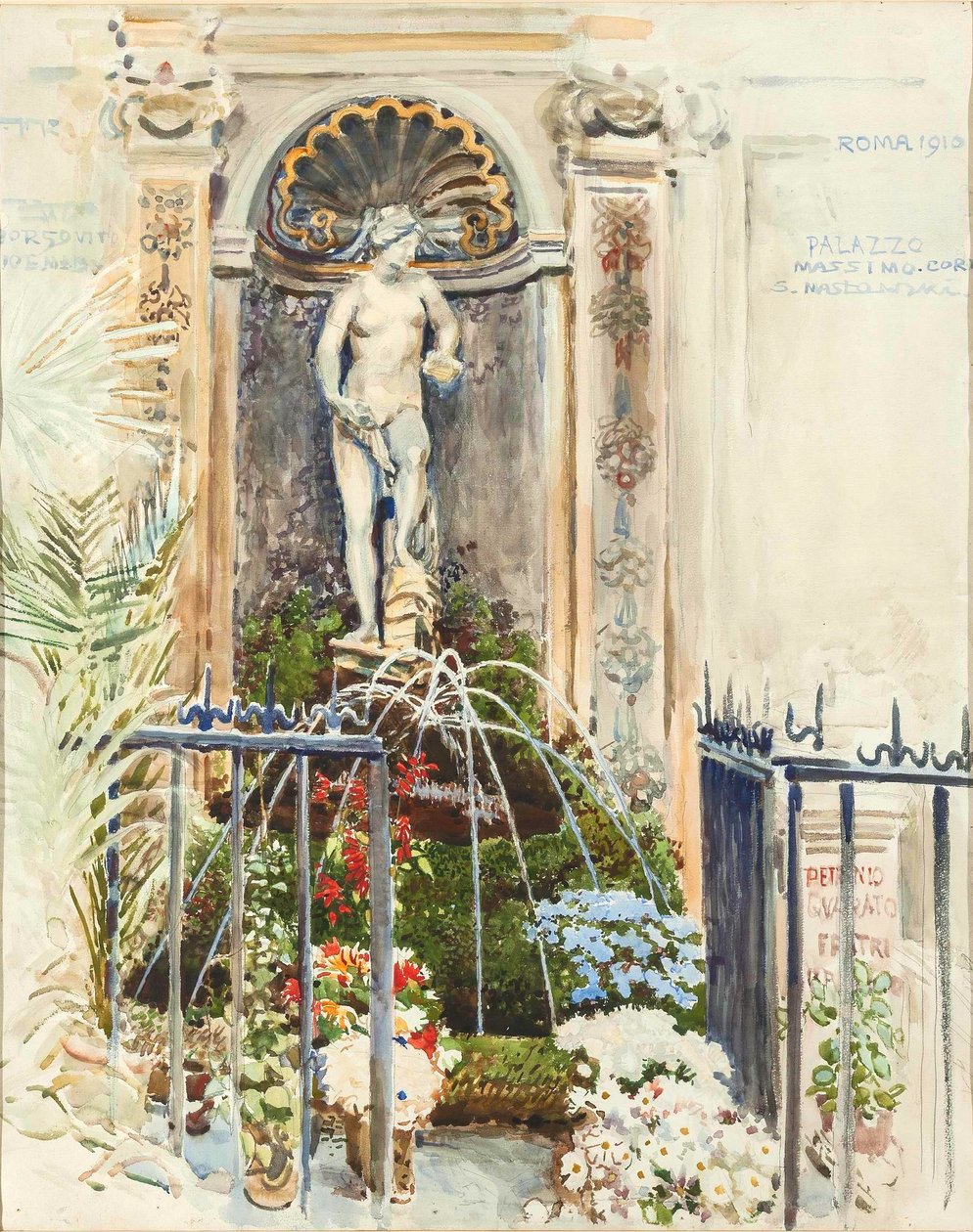 Fontein bij Palazzo Massimo in Rome door Stanisaw Masowski
