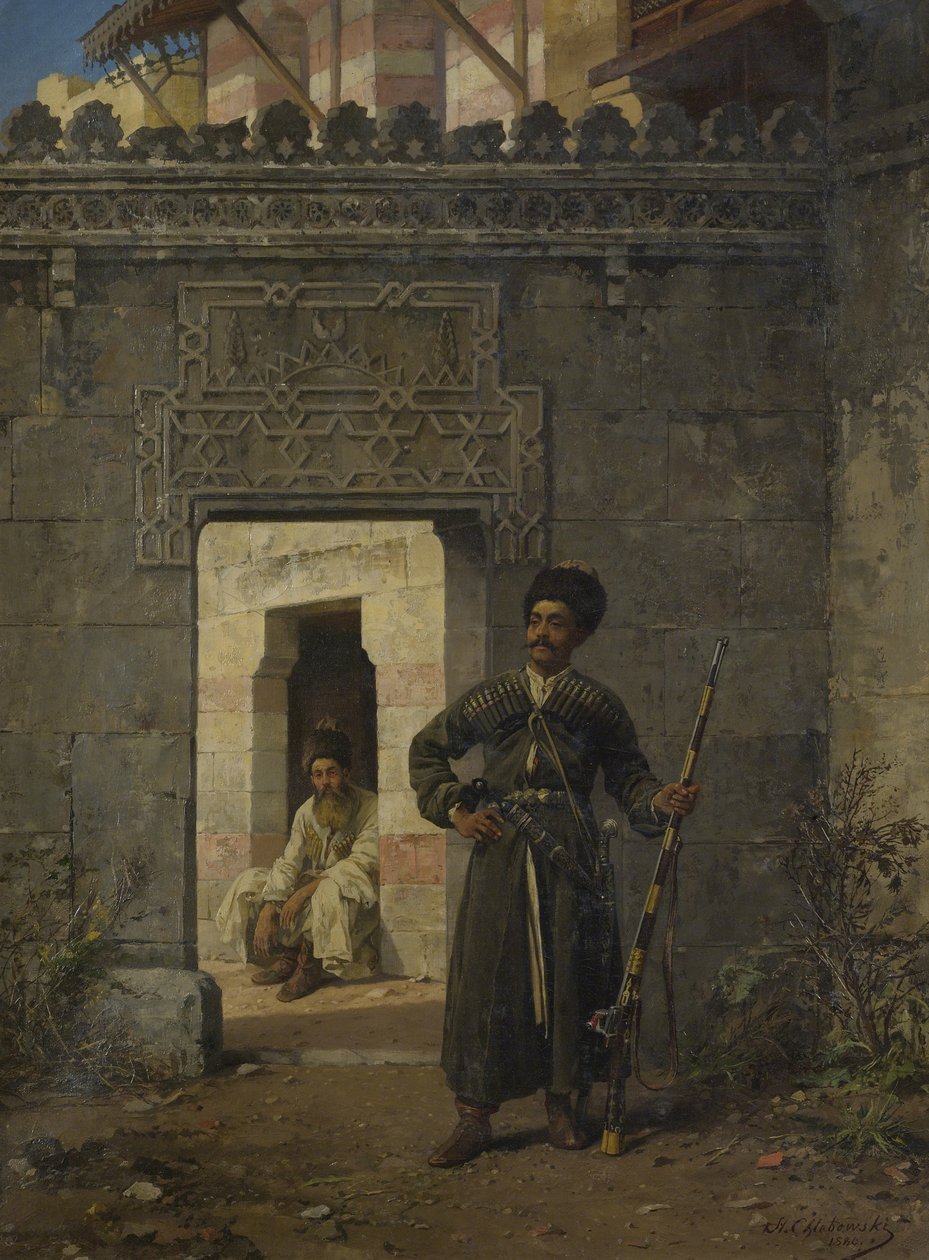 De Circassische bewakers, 1880 door Stanislav Khlebovsky
