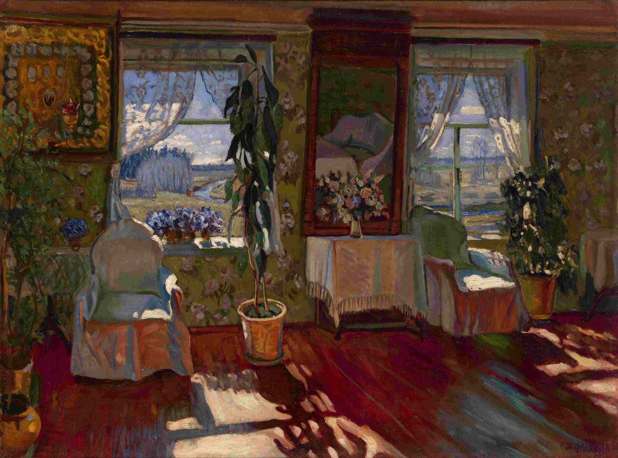 Interieur, 1917 door Stanislav Yulianovich Zhukovsky