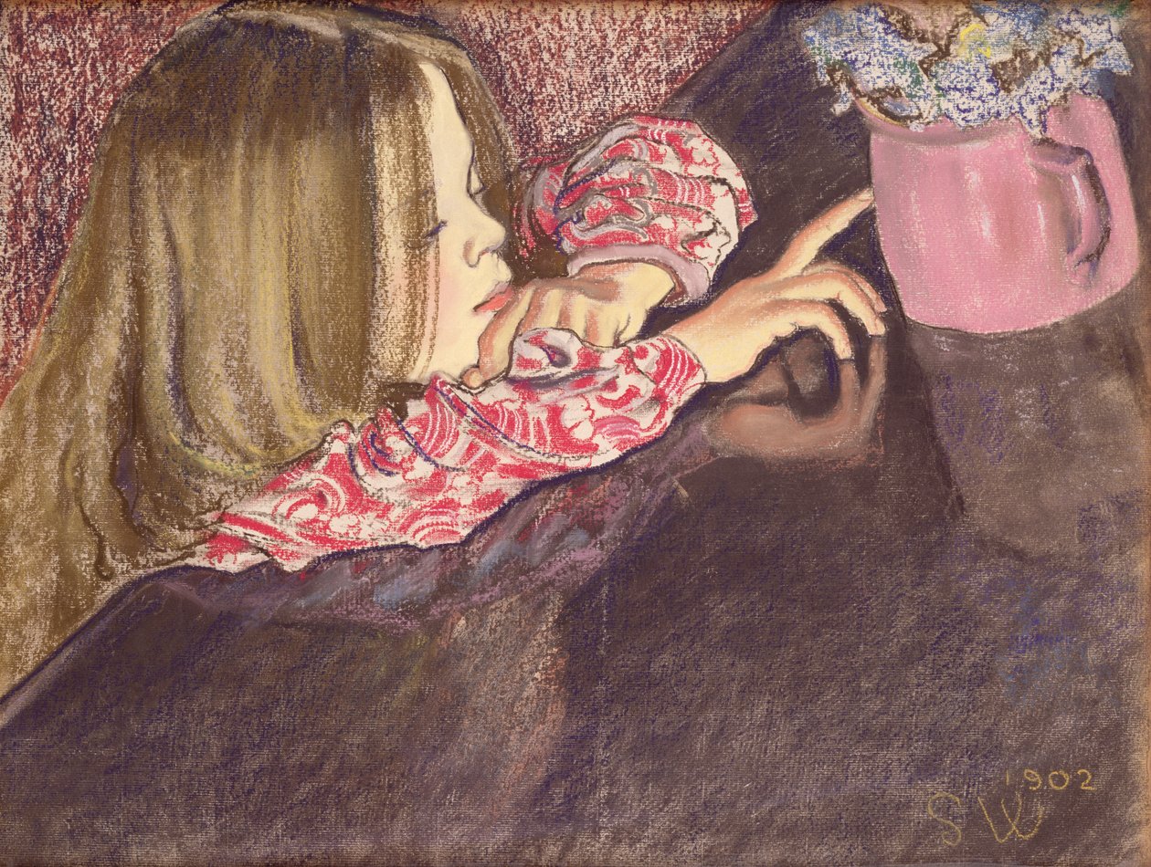 Meisje met een Vaas Bloemen, 1902 door Stanislaw Wyspianski