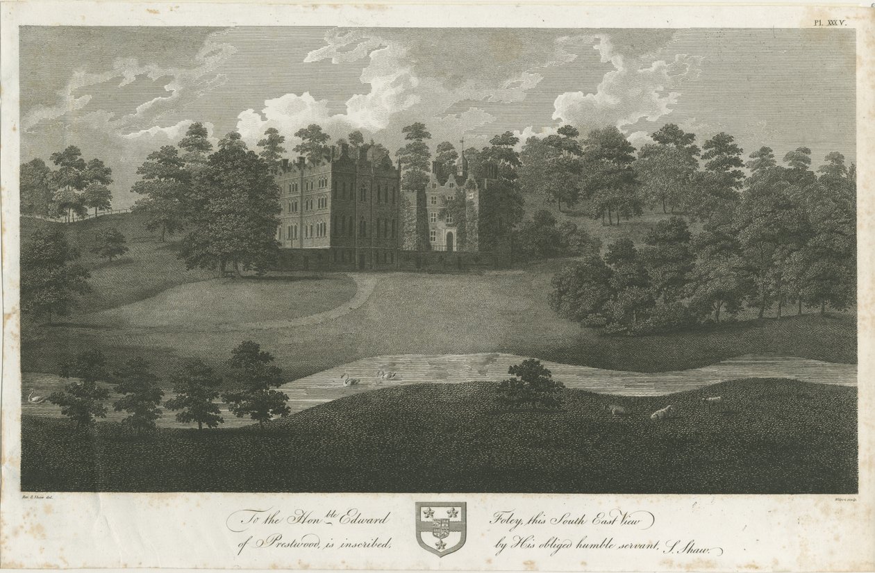 Prestwood Hall: gravure, nd [1762-1802] door Stebbing Shaw