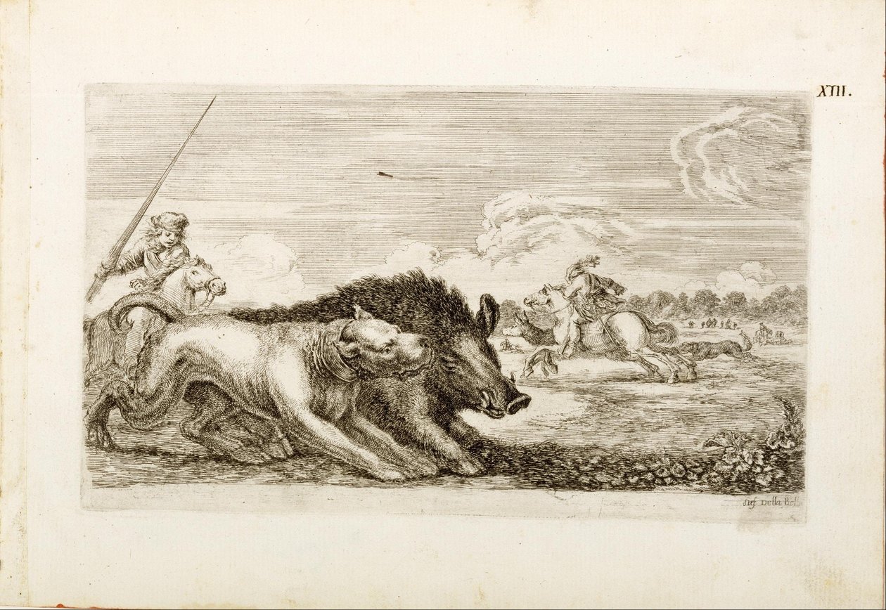 Il cinghiale si dirige verso destra door Stefano della Bella