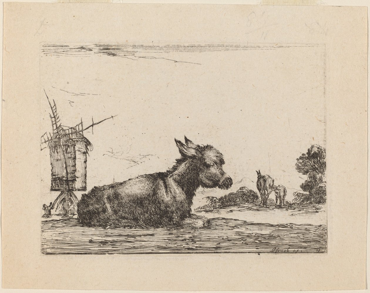 Rustende Ezel, 1642 door Stefano della Bella