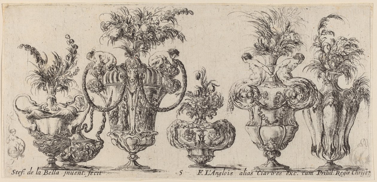 Fantastische vazen, waarschijnlijk 1646 door Stefano della Bella