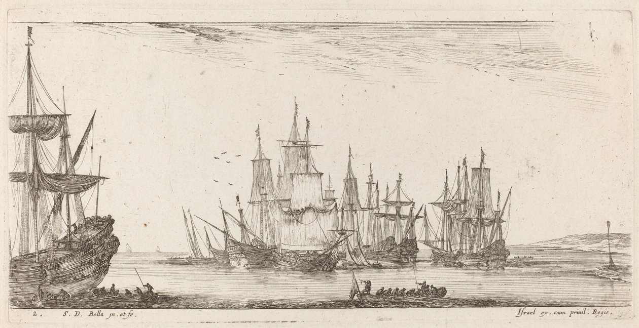 Groep schepen, 1644 door Stefano della Bella