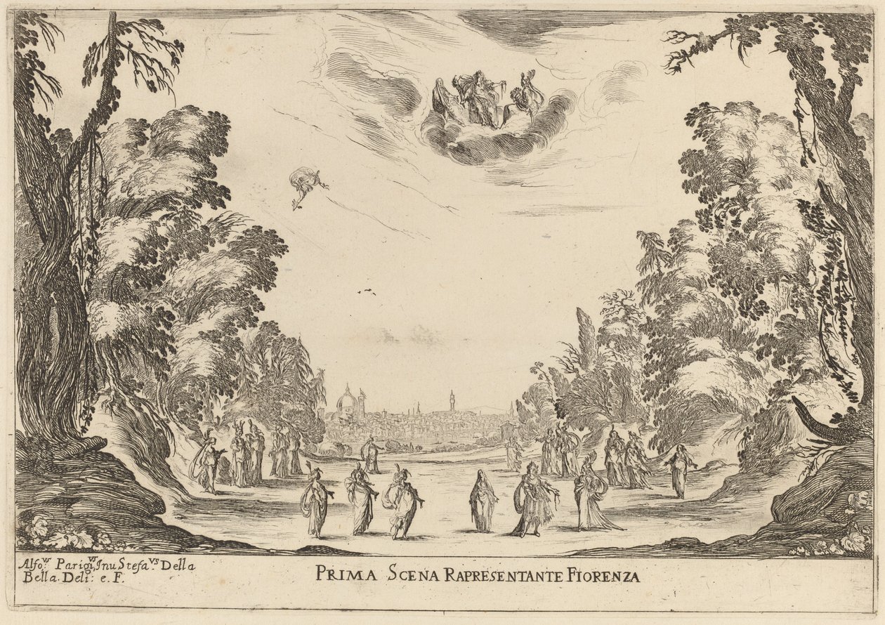 Prima Scena Representanta Firenza, 1637 door Stefano della Bella