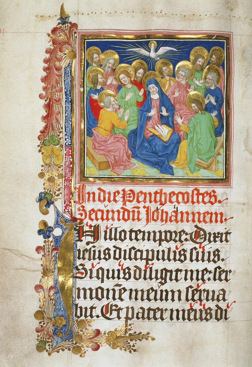 De Nederdaling van de Heilige Geest, 1450-1500 door Stephan Lochner