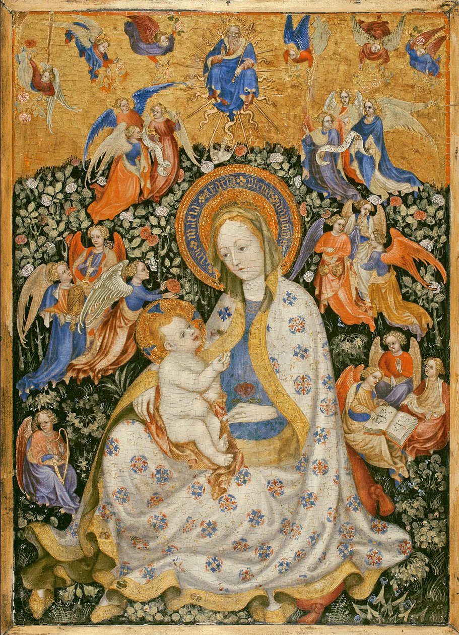 De Maagd en Kind met engelen, ca. 1430 door Stephano da attr.to Verona