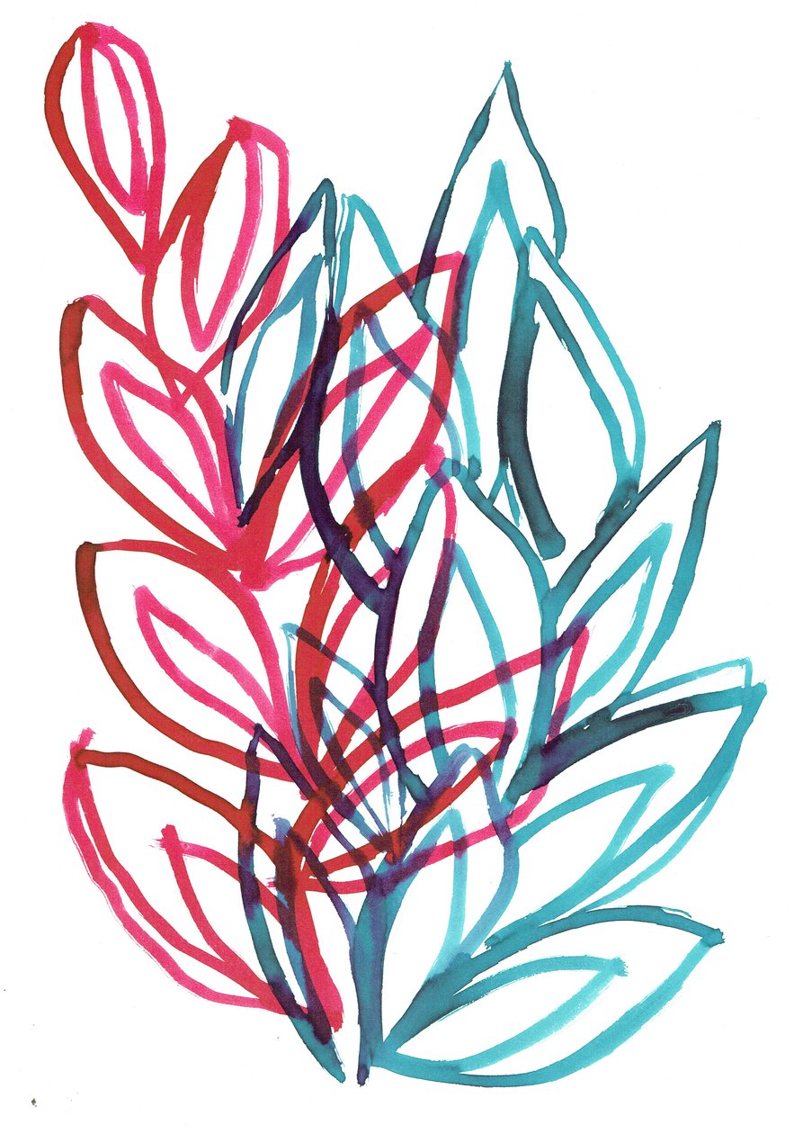 Bloei, 2016 (inkt op papier) door Stephen Dow