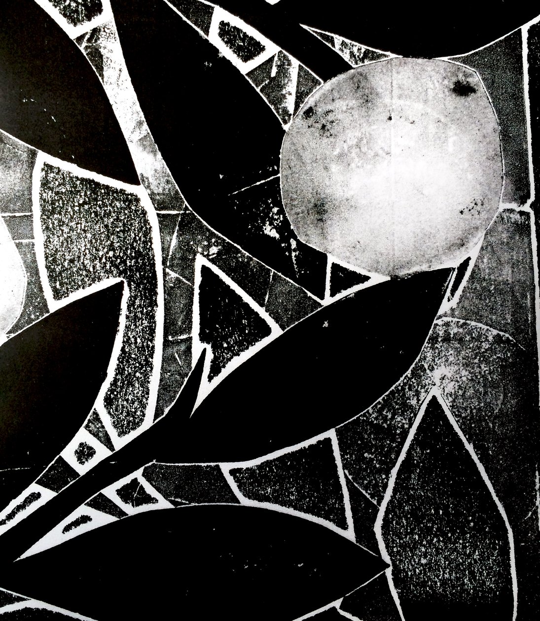 Maanboom, 2016 (monoprint collage) door Stephen Dow