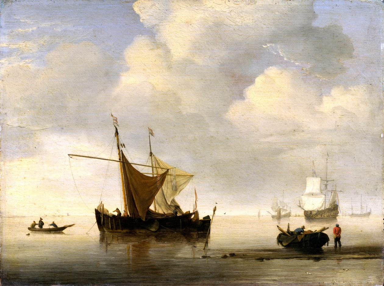 Kalm: Twee Nederlandse Schepen door Willem van de Velde the Younger