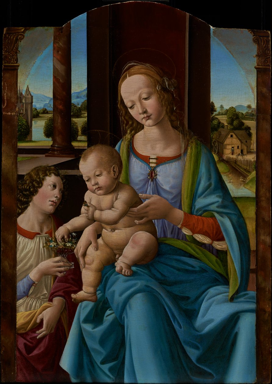 Madonna en Kind door Studio of Lorenzo di Credi