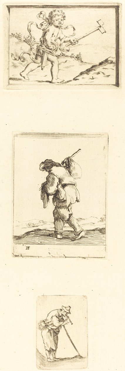 Blad met etsen door Style of Jacques Callot