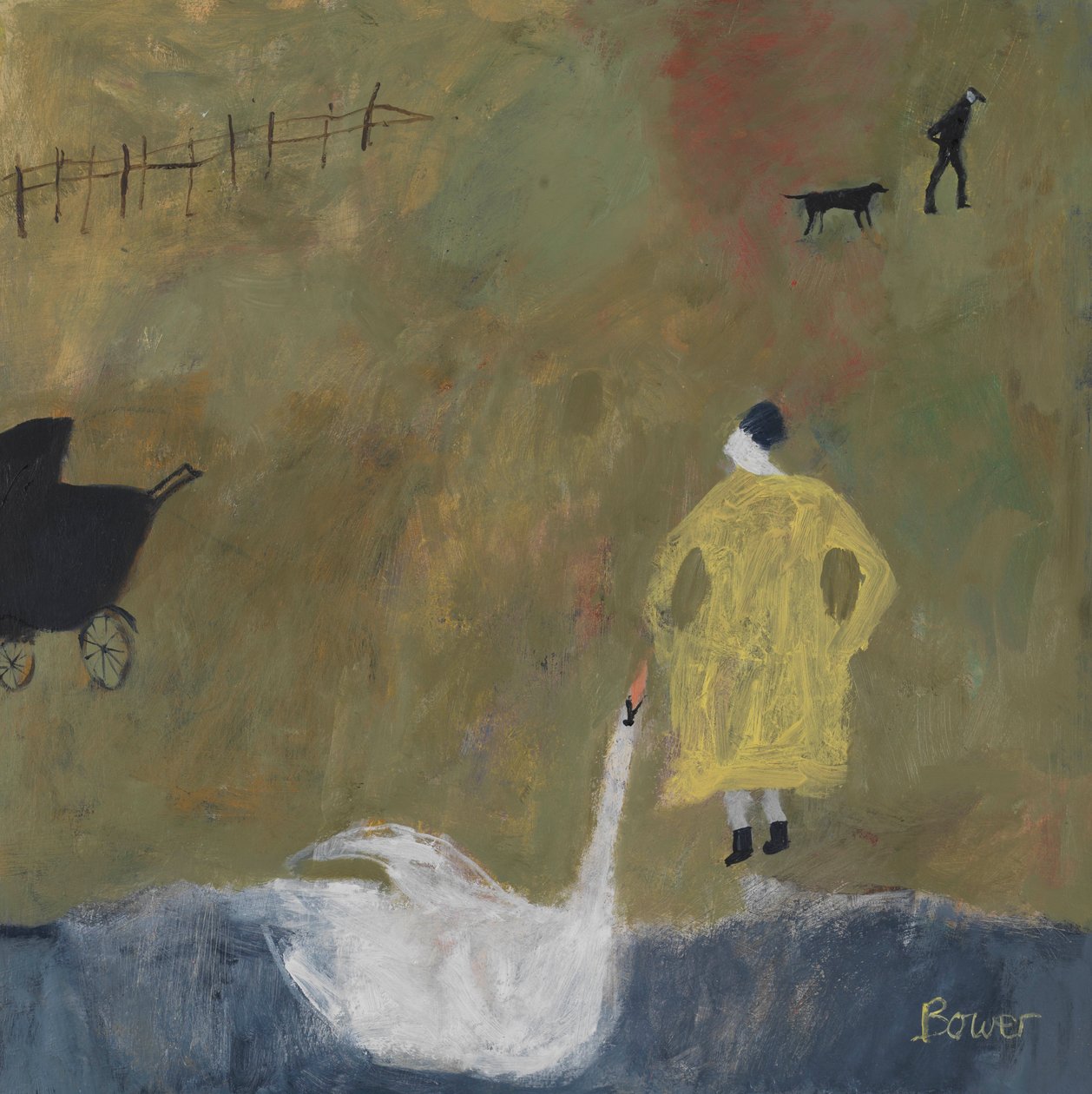 Leda, 2011 (olieverf op board) door Susan Bower