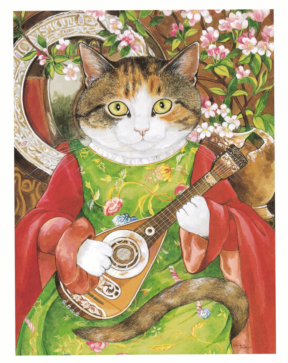 Illustratie uit Pre-Raphaelite Cats (pub. 1999) door Susan Herbert