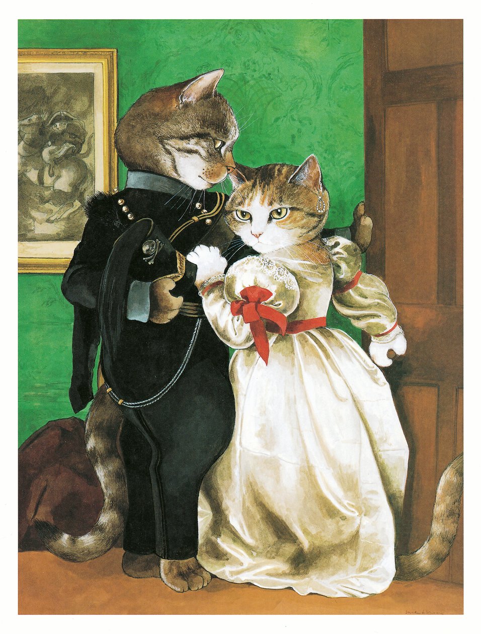 Illustratie uit Pre-Raphaelite Cats (pub. 1999) door Susan Herbert