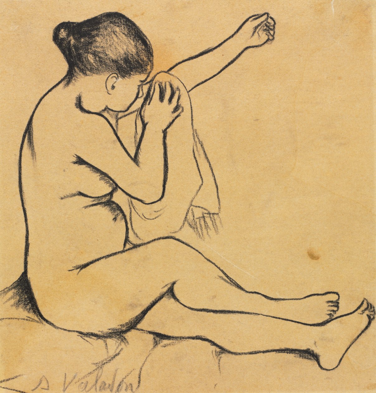 Zittende vrouwelijke naakt door Suzanne Valadon