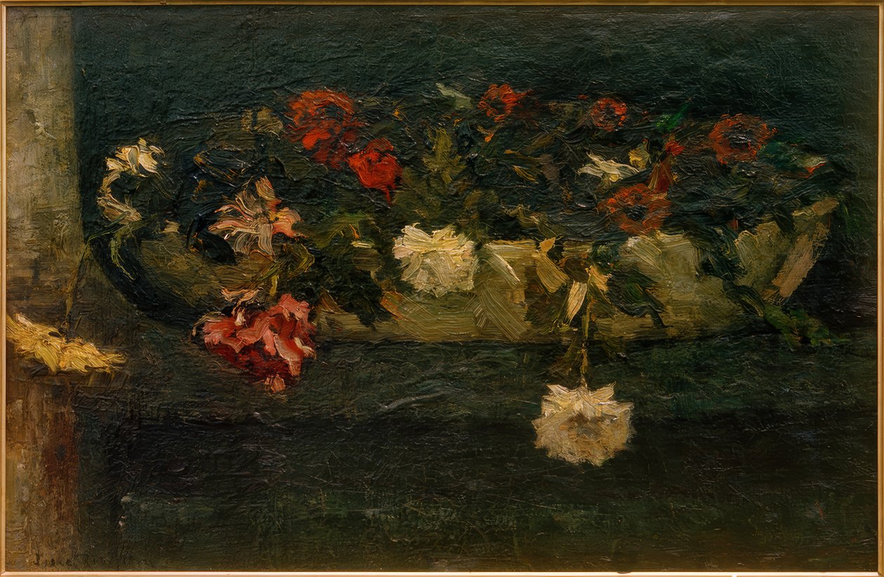 Stilleven met bloemen in schaal door Suze Robertson