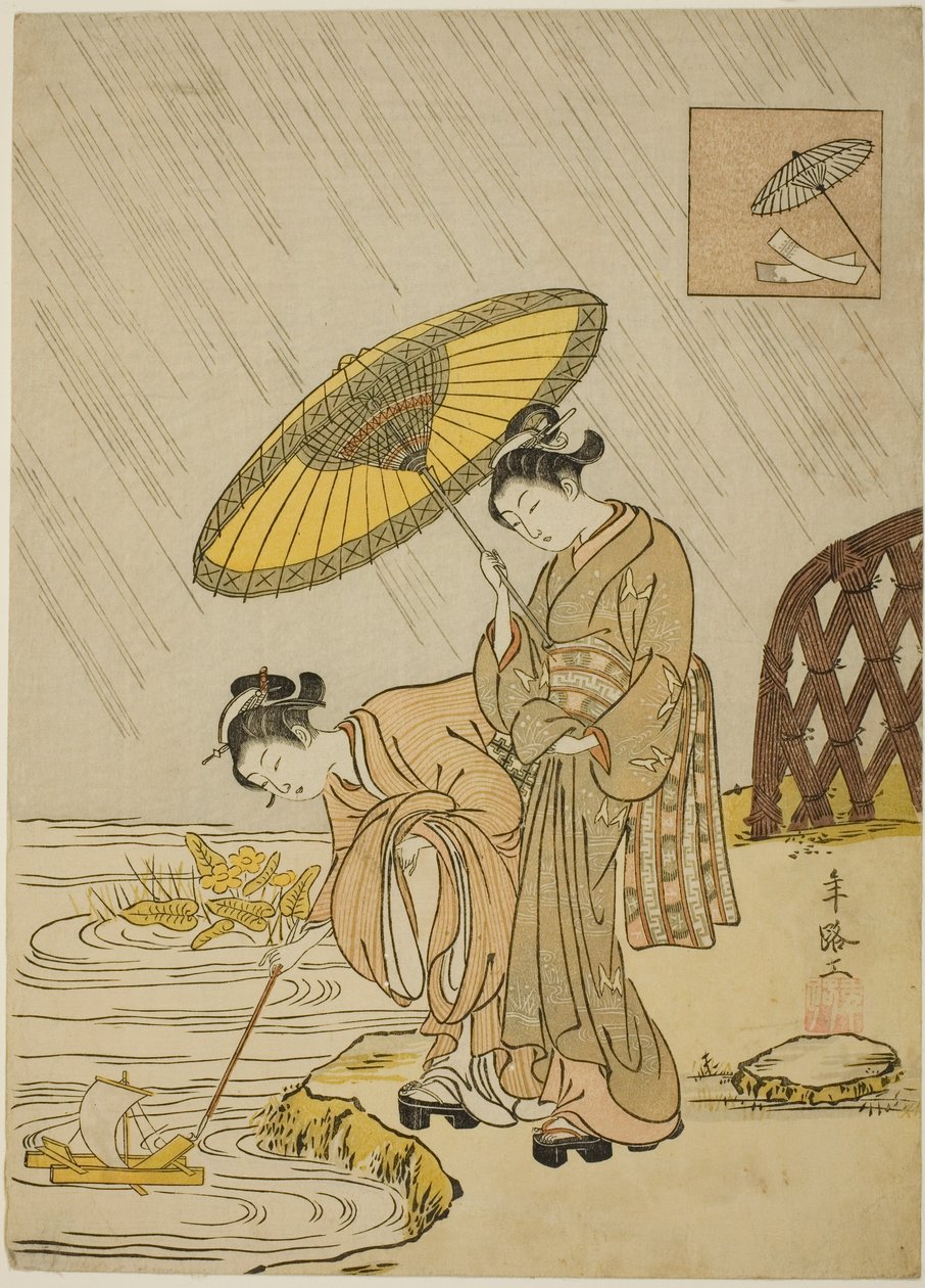 Ono no Komachi bidt om regen door Suzuki Harunobu