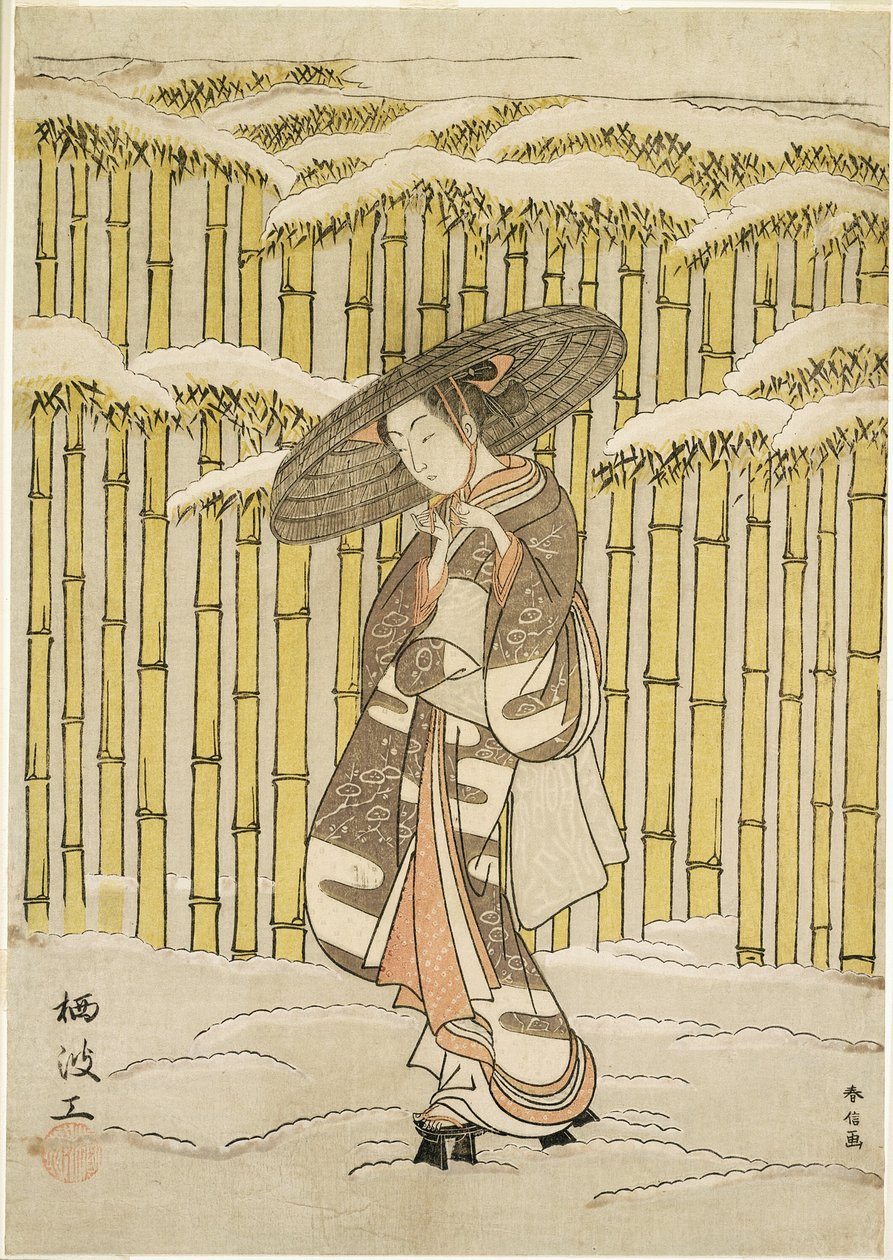Langs het bamboebos door Suzuki Harunobu