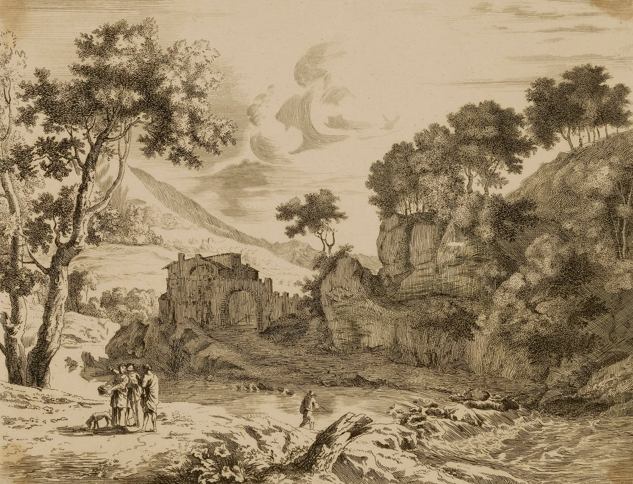 Landschap door Swanevelt, Herman van