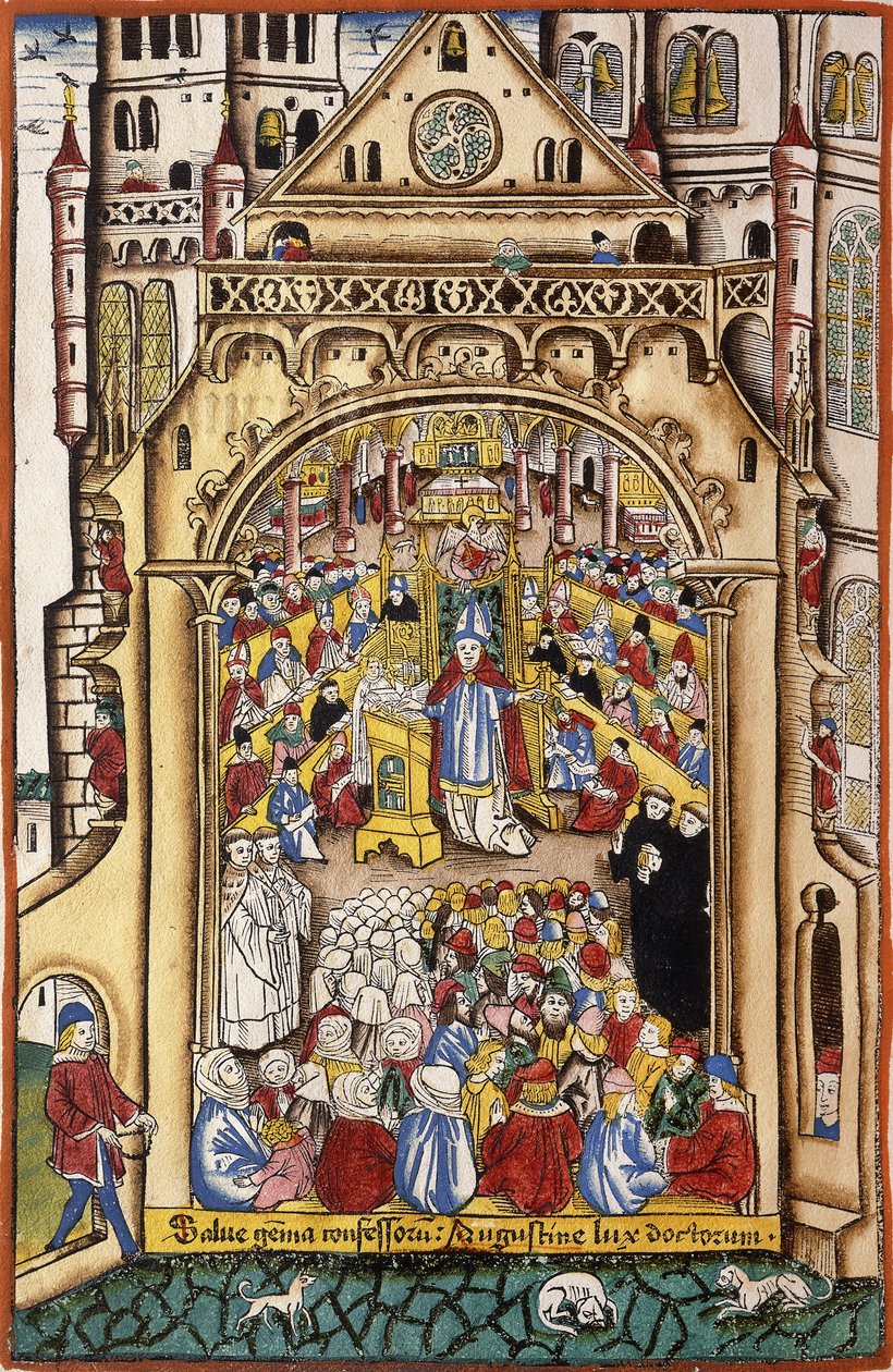 Een preek van Sint Augustinus, c.1494-5 door Swiss School