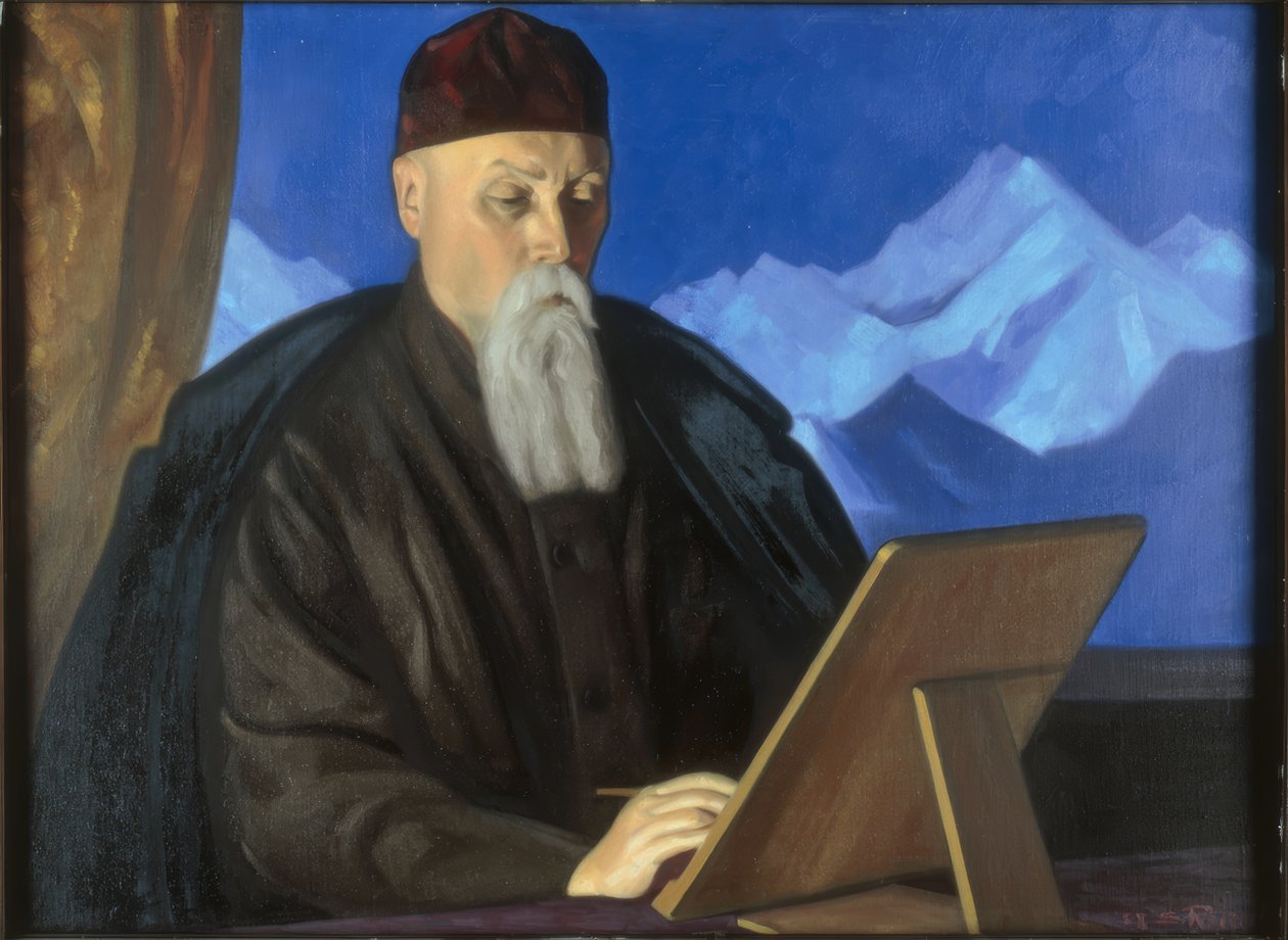 Portret van de schilder Nicholas Roerich door Swjatoslaw Nikolajewitsch Roerich