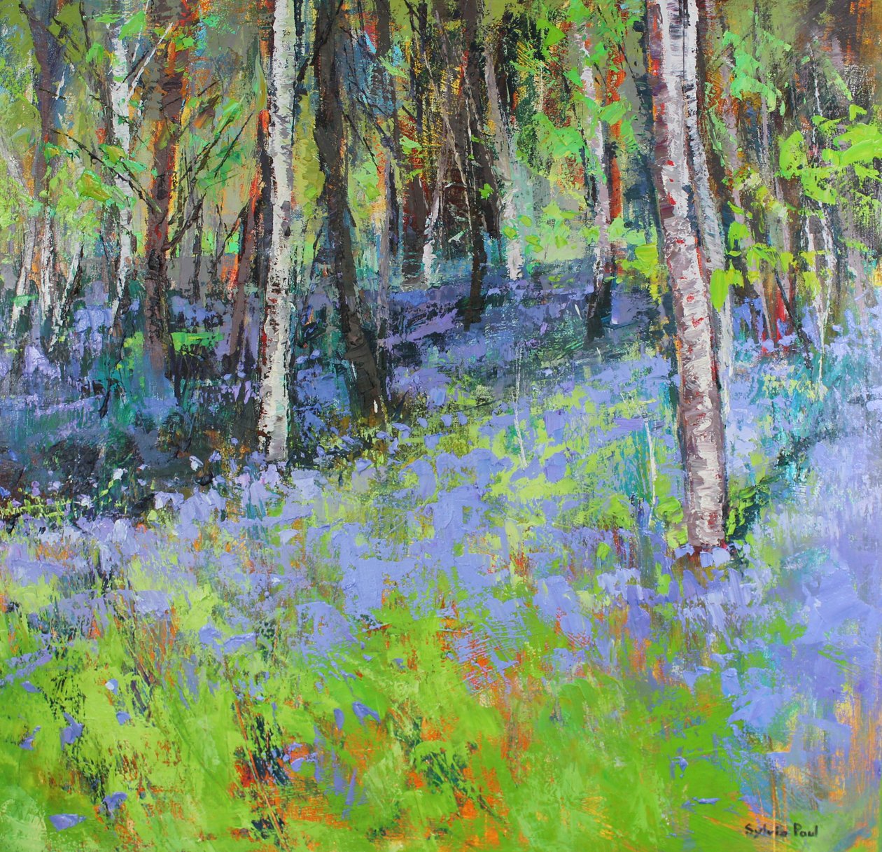 Blauwe Klokjes en Berken door Sylvia Paul