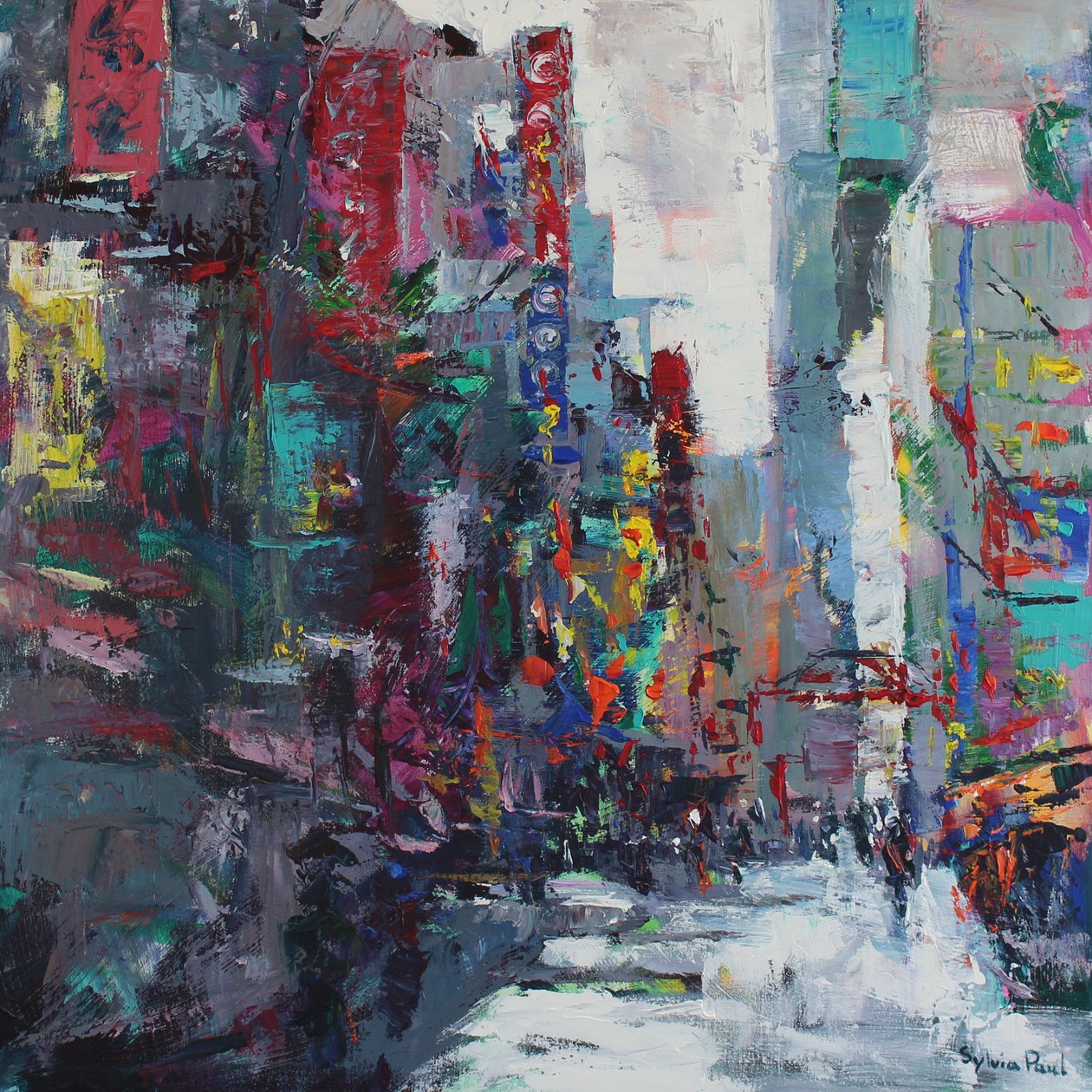 Straat van Tokio, 2024 (acryl) door Sylvia Paul