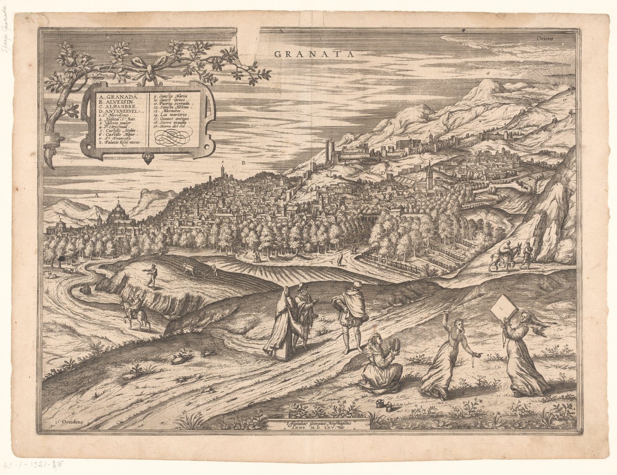 Gezicht op Granada door Symon Novelanus (possibly)