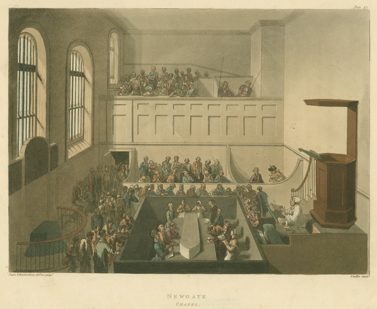 Newgate Chapel, 1809 door Pugin and Rowlandson