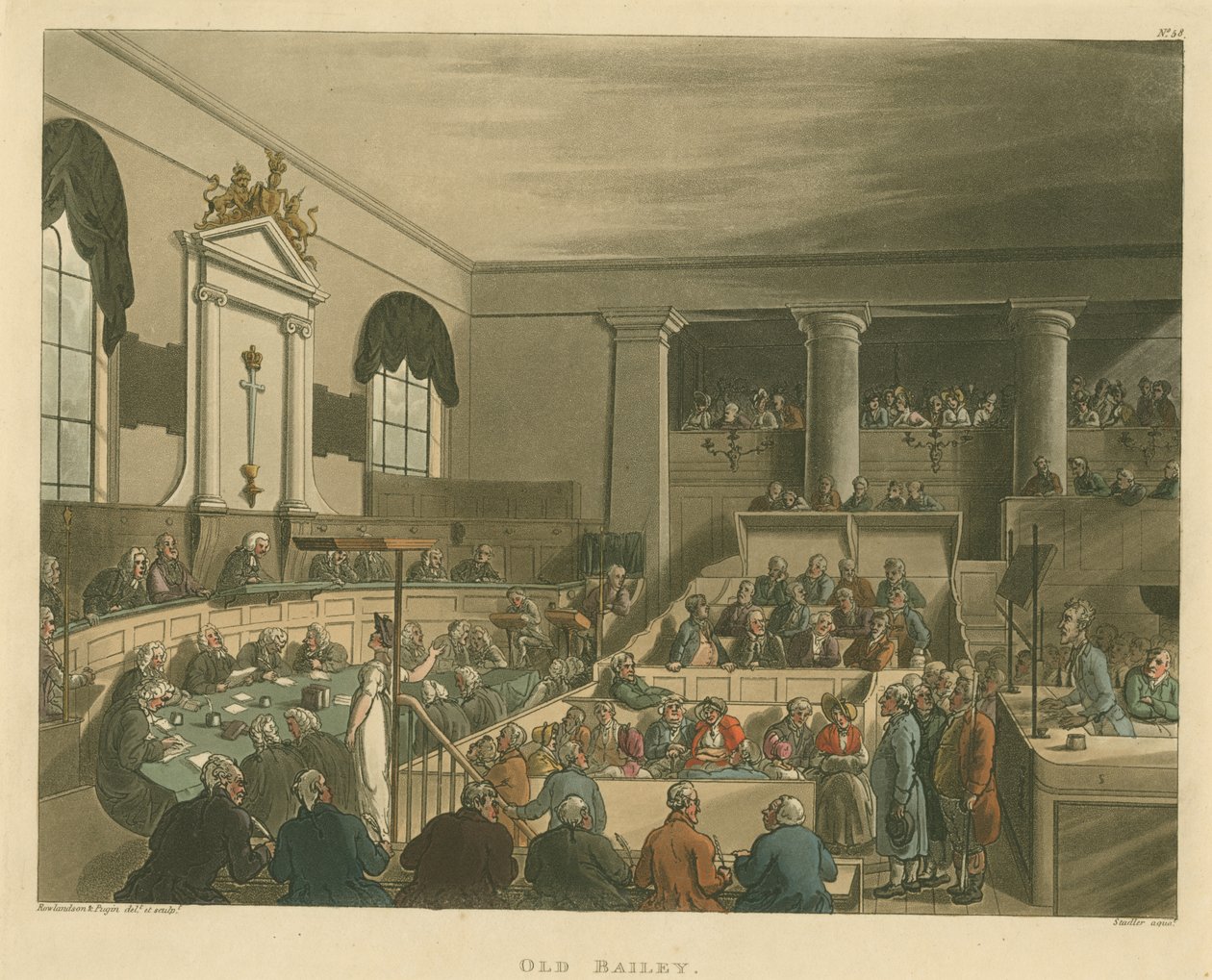 Old Bailey, 1809 door Pugin and Rowlandson