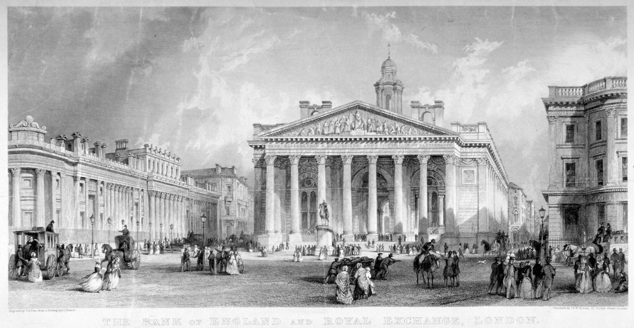 Royal Exchange, City of London, ca. 1850 door TA Prior