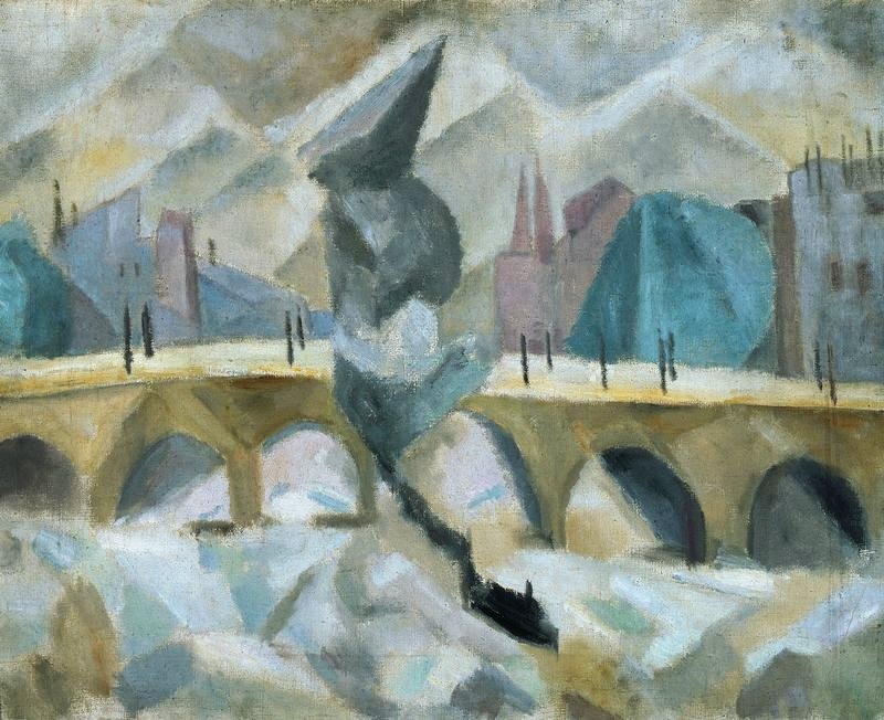Brug over de Seine door Tadeusz Makowski