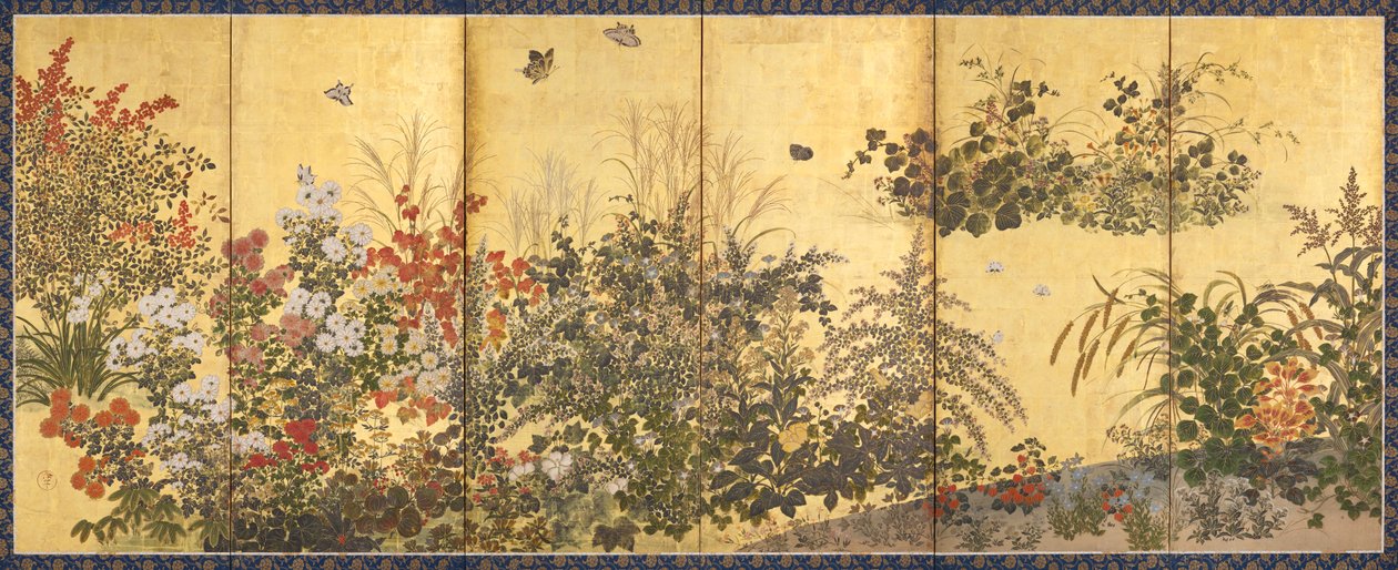 Bloemen en vlinders door Tawaraya Sotatsu
