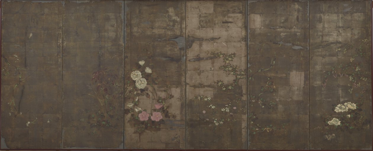 Bloemen van de seizoenen, Schermen (zes-panel), 1600-30 door Tawaraya Sotatsu